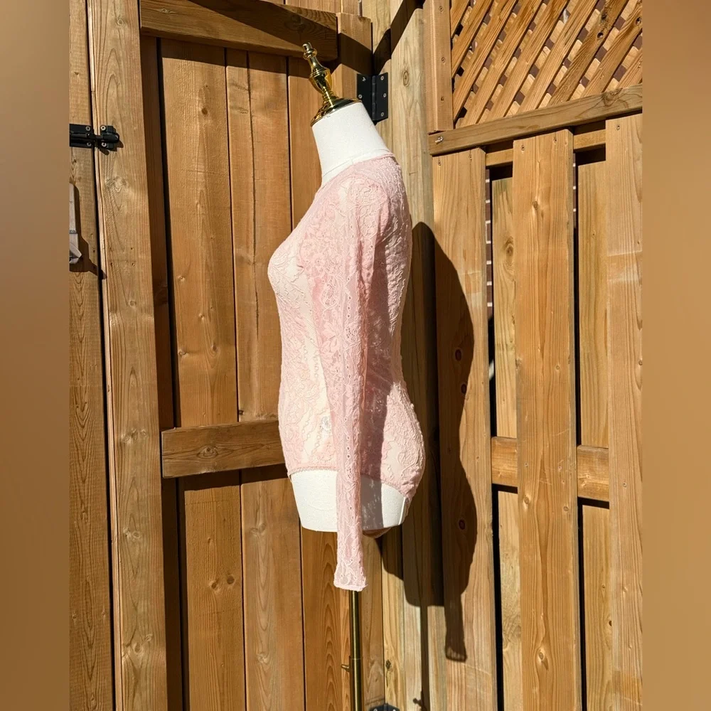 🆕 ZIMMERMANN 🧿 NWT Lace Long Sleeve Bodysuit, Blush - Sz 0 US 4